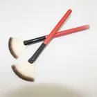 cosmetic tools wood handle synthetic hair fan brush for beauty makeup