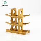 high quality holding 9 bottles bamboo material kitchen bar display shelf classical bamboo bottle holder red wine rack