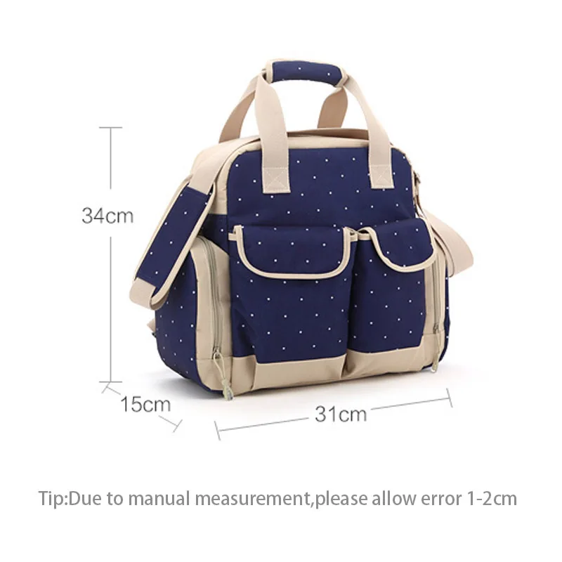 5 PcsSet Baby Diaper Bag Large Capacity Oxford Dot Nappy Backpack Waterproof Mummy Maternity Nursing Designer Mochila BB6019 (20)