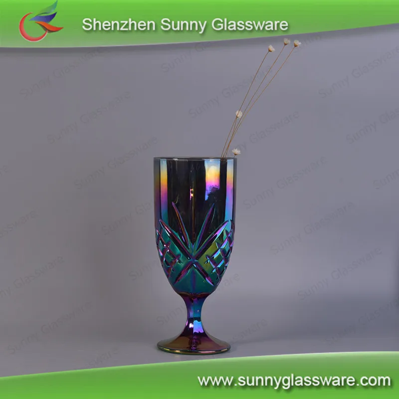 450ml Luxury Iridescence Stemmed Water Cup Red Wine Glass Custom