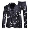 High Quality Plus Size 5xl Coat Pant Waistcoat 3 piece Black Printing Wedding Suit