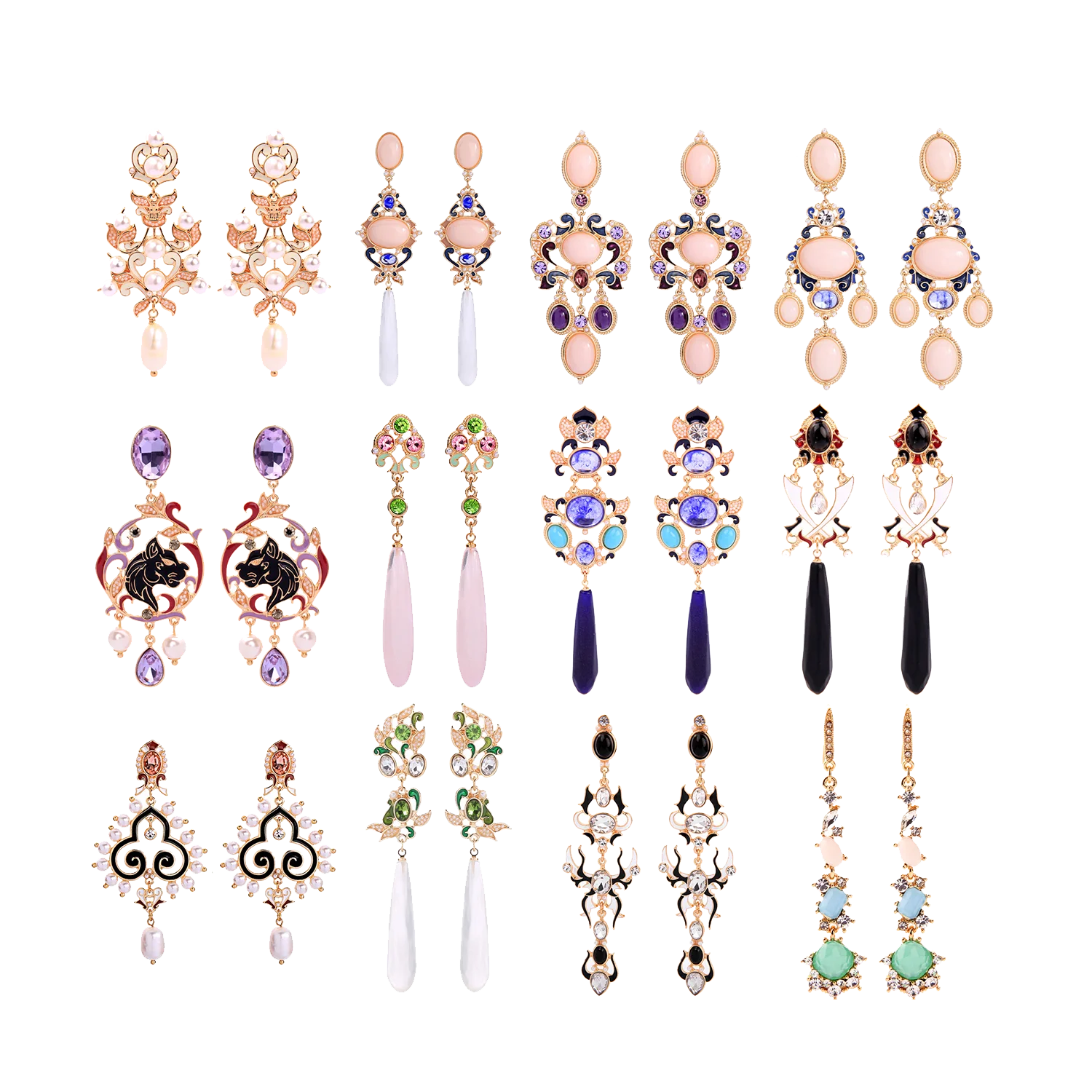 

ed02062d Resin Moissanite Teardrop Handmade Jewellery Coloful Dangle Fashion Women Bohemian Statement Pearl Earrings
