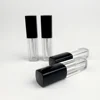 Empty Square Clear Lip Gloss Tube with Black Cap Plastic Cosmetic Packaging Lipstick Tube Case with Brush for Lip Gloss
