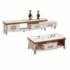 Best -selling new model marble white glass top tv cabinet stand table design