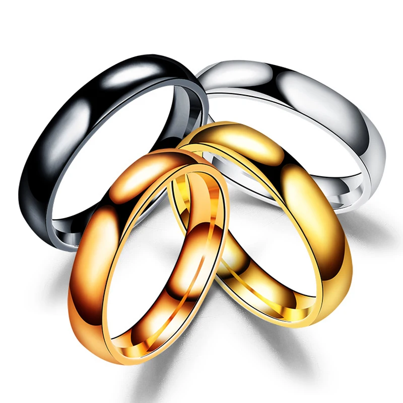YWMT Wholesale Simple Design 4mm Men Women Gold Smooth Wedding Ring For Couple, Gold/silver/rose gold/black
YWMT Wholesale Simple Design 4mm Men Women Gold Smooth Wedding Ring For Couple, Gold/silver/rose gold/black