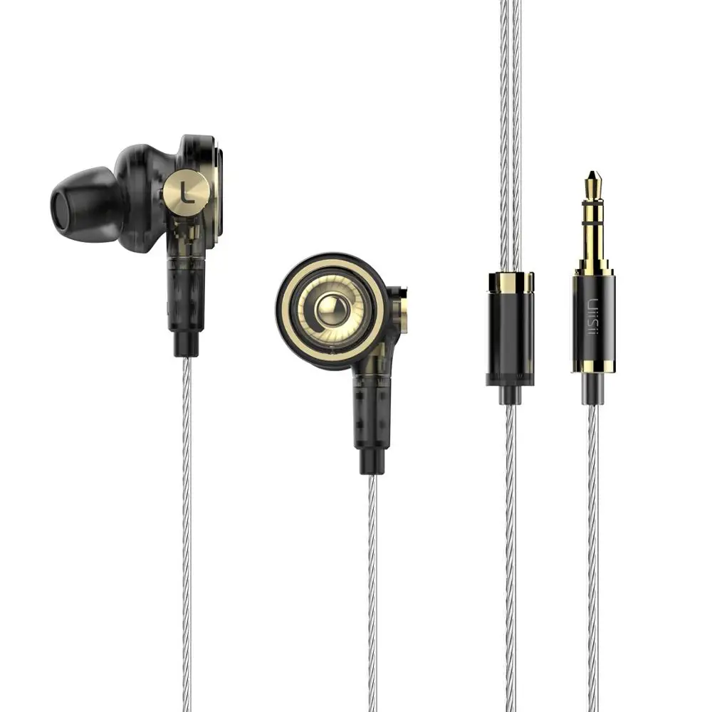 

Arkartech UiiSii BA-T9 earphones hi-res audio player in ear headphone Dual dynamic drivers earbuds with mic oem odm, Black