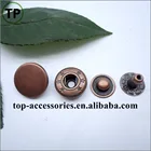 Metal brass plating snap button with four parts for clothing