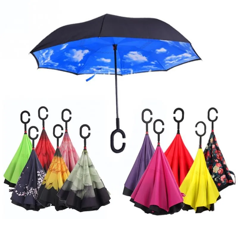 C-Hook-Hands-Windproof-Reverse-Folding-Double-Layer-Inverted-Umbrella-Self-Stand-Inside-Out-Rain-Protection