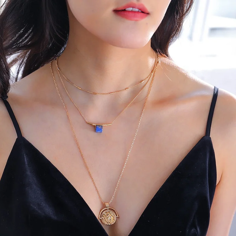 pendant necklace chain accessories blue natural stone handmade necklace new 2019
pendant necklace chain accessories blue natural stone handmade necklace new 2019