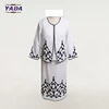 Traditional style female 3 pieces business skirt suit white embroidery pattern long sleeve ladies formal church suit with OEM