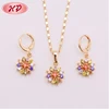 Ladies 2 Gram Gold Necklace Earring Set With Flower Design