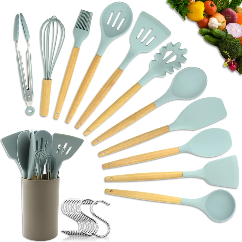 Silicone Utensil 12pcs silicon utensils with wood handle For Cooking Kitchen Utensils Set, Blue, pink, purple, black
Silicone Utensil 12pcs silicon utensils with wood handle For Cooking Kitchen Utensils Set, Blue, pink, purple, black