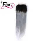 Hot fashion products swiss lace closure 1B Grey Brazilian Straight Hair with Lace Frontal