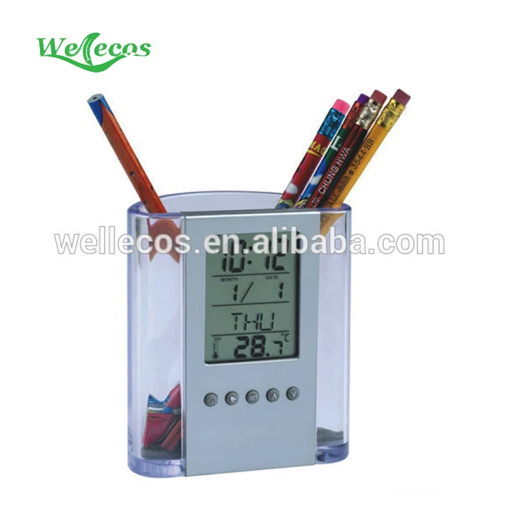 Multifunction Electronic Pen Holder with Digital Clock