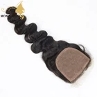 Natural scalp silk base closure 10a Brazilian hair weave closures for african american