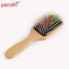 Yaeshii 2019 New Design Styling antistatic wooden rainbow safe paddle Hair Brush for adults and kids