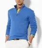 custom mens polo neck blank plain knit half zip sweater