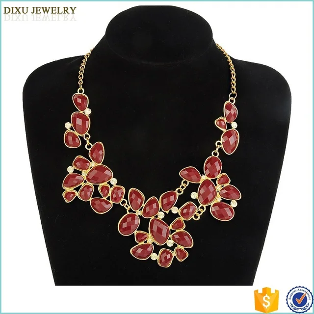 christmas gift for girl statement necklace jewelry red handmade