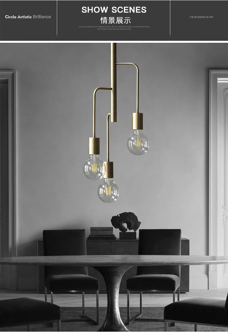 Indoor Dining hall corridor simple modern metal clothing store cafe chandelier light