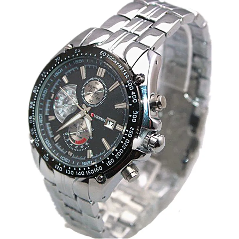 

curren 8083 men military watch steel band wristwatch full stainless steel waterproof imported quartz watch military brand watch