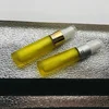Wholesale empty portable refill moulded glass perfume vials frosted frozen yellow color glass spray bottle 10ml