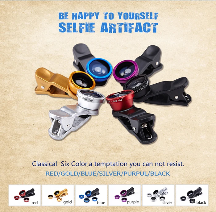 Waterproof External Camera Lenses 3 In 1 Lens Set For Smartphones