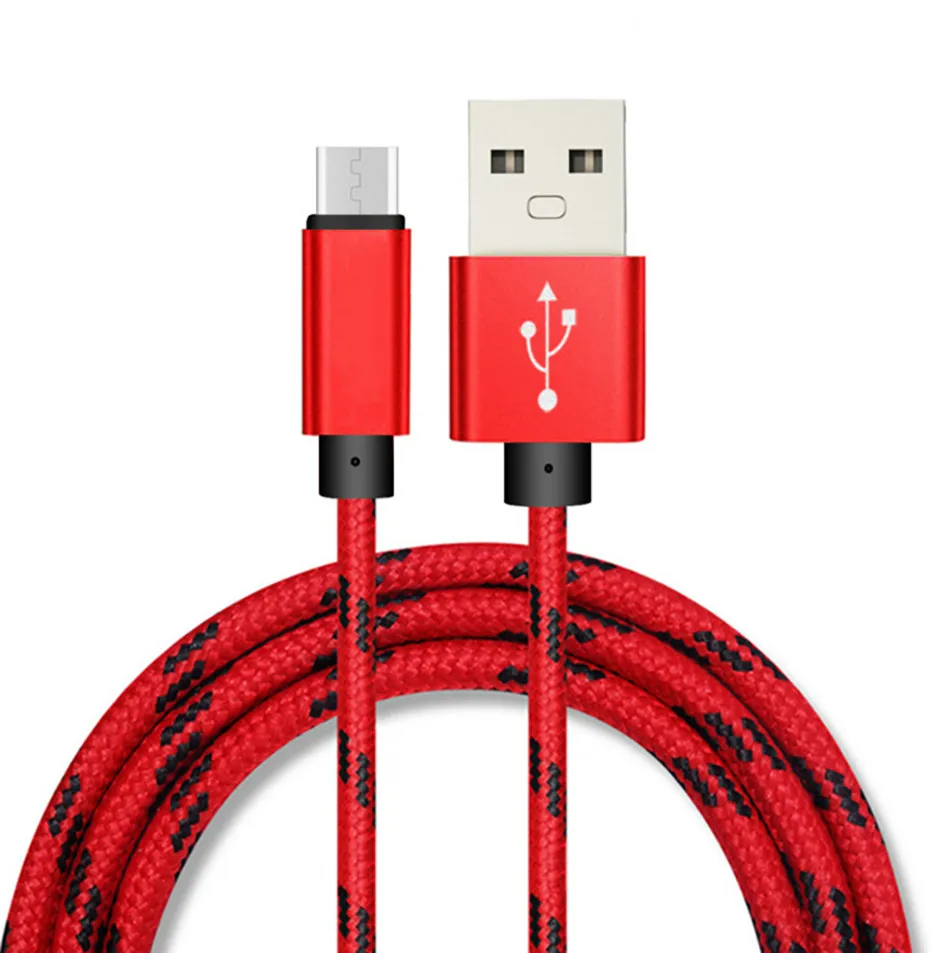 

1m 3ft Fast Charging Nylon Braided micro usb data cable Data Sync Mobile Phone Charger Cable, 6 color