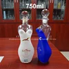 Clear decorative cork glass woman body 750ml lady shape bottle tequila