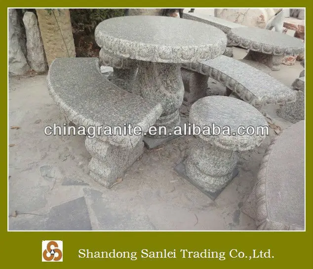 stone tables and cheap chairs of garden