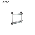 New Design Zinc Alloy Chrome Plated Wall Mounted Bathroom Accessories Double Layers Glass Shelf