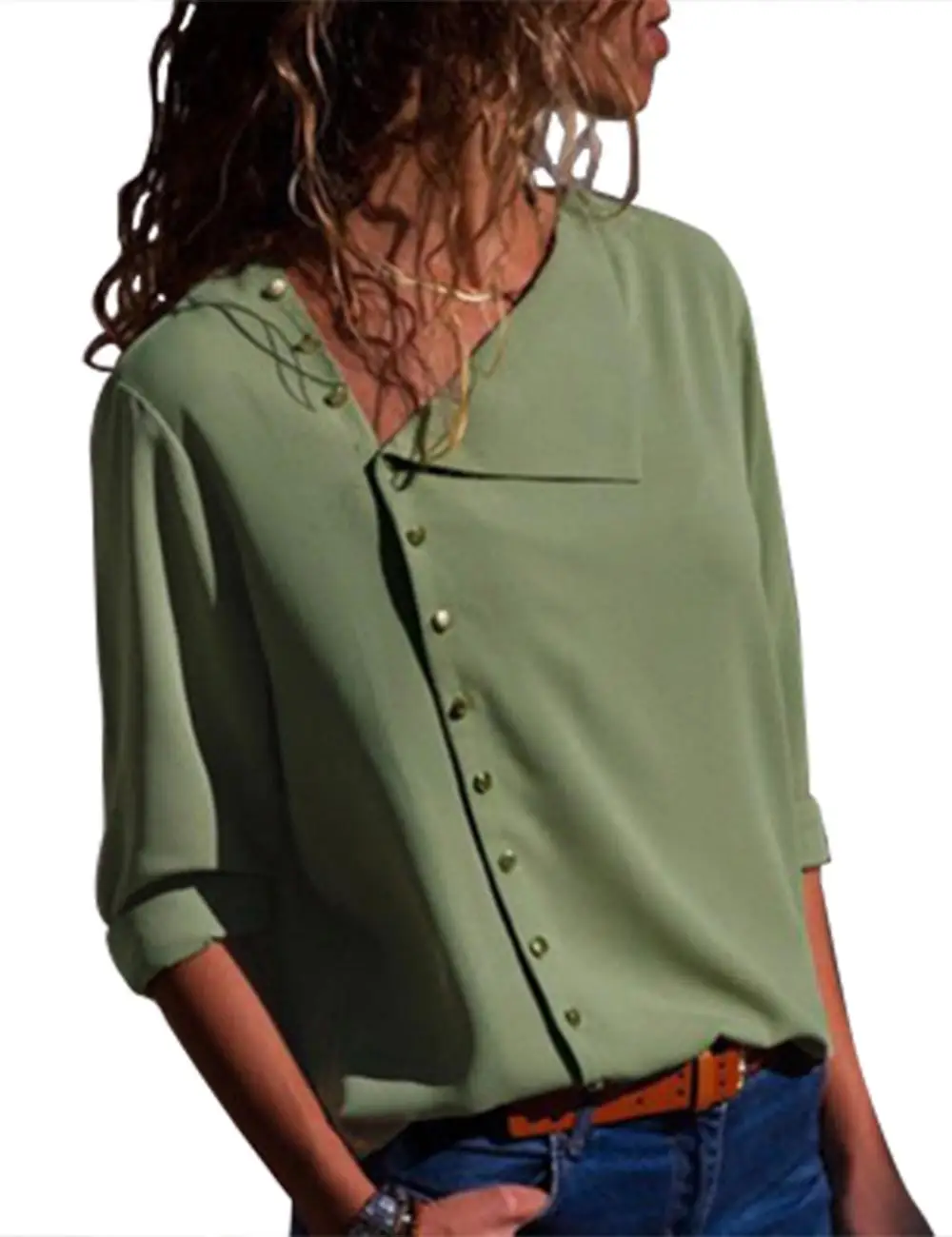 Casual Staple Army Green Tops With Side Buttons Outfits Blouse Women, Black;blue;dark blue;green;dark green;grey;pink;red;white;yellow
Casual Staple Army Green Tops With Side Buttons Outfits Blouse Women, Black;blue;dark blue;green;dark green;grey;pink;red;white;yellow