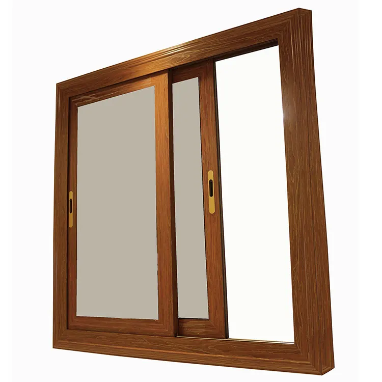 Bangladesh Popular Cheap House Wood Grain Double Glass Sliding Aluminum
