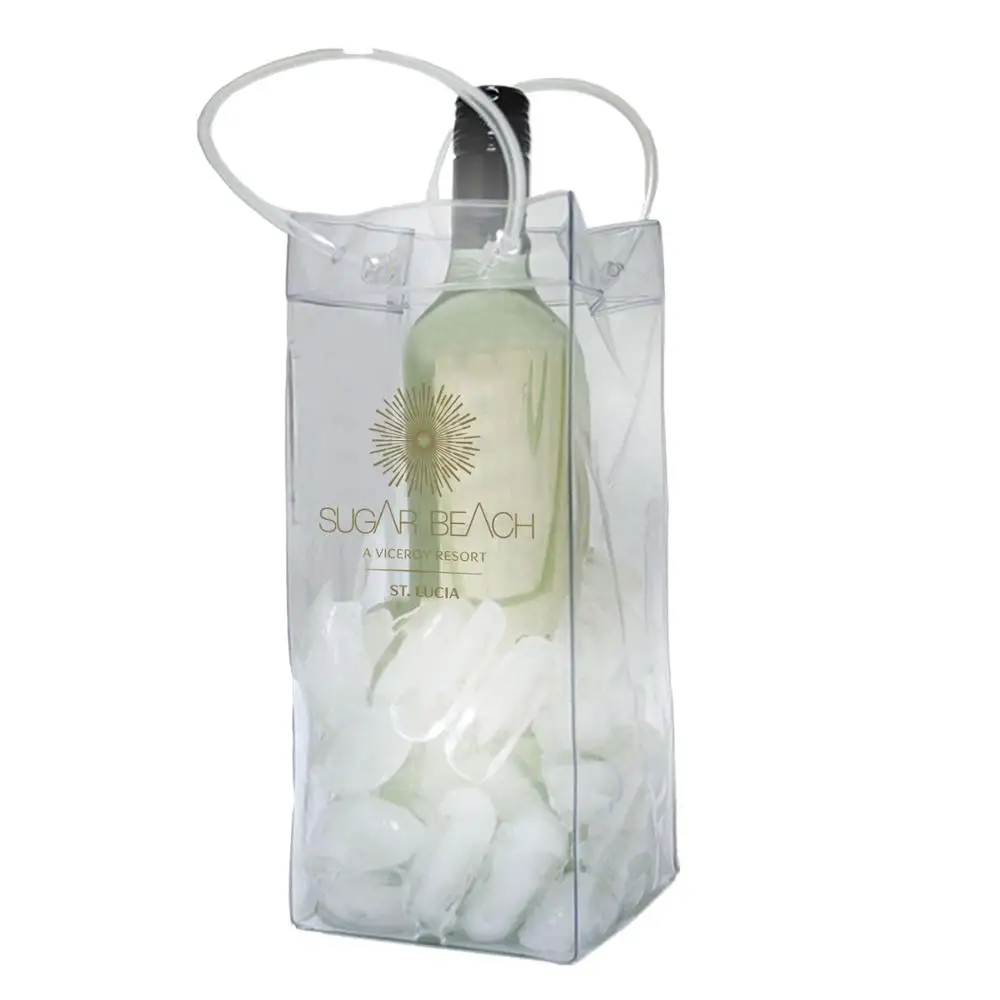 Oempromo custom Handle Vinyl pvc wine Cooler bag with logo printed