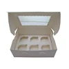 6 Holes Kraft Brown White Cup Cake Packaging Cupcake Boxes With Clear Window