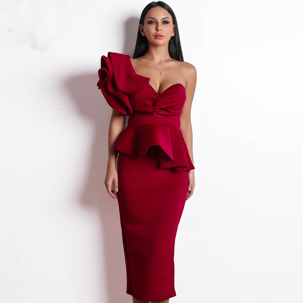 YQ114 Women Sexy Bodycon Off Shoulder Bandage Dresses Female Ruffles Backless Elegant Club Dress Vestido, As shown
YQ114 Women Sexy Bodycon Off Shoulder Bandage Dresses Female Ruffles Backless Elegant Club Dress Vestido, As shown