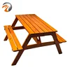 Outdoor Garden Backyard Solid Wood Picnic Table With Bench Seat, Wooden Outdoor Patio Dining Table