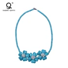 Making Flower Costume Necklace,Fashion Turquoise Beaded Necklace Jewelry