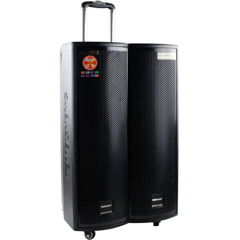 trolley portable active speaker box with usb/sd/fm/wireless mic/remote control/rechargeable battery - ANKUX.COM