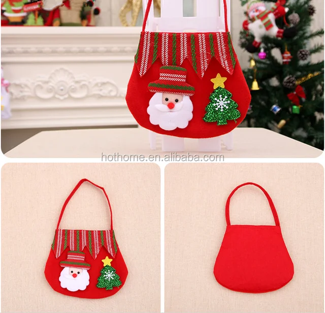 100%cotton christmas santa presents drawstring gift bag, cotton