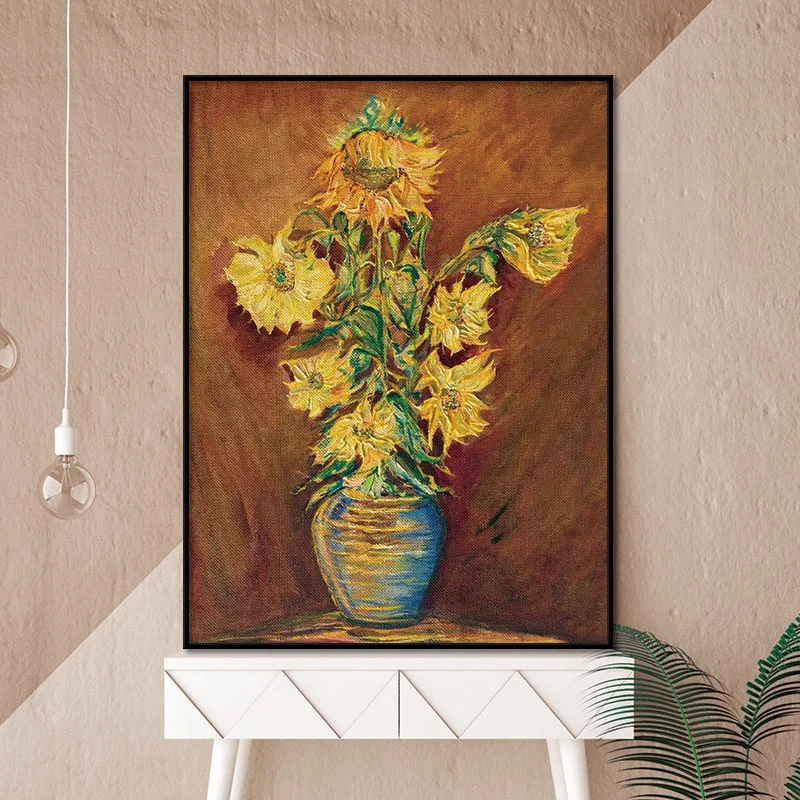 La pintura de la lona Retro flores pintura de acrílico arte abstracto de la lona pintura de La Flor de pared para SALA DE
