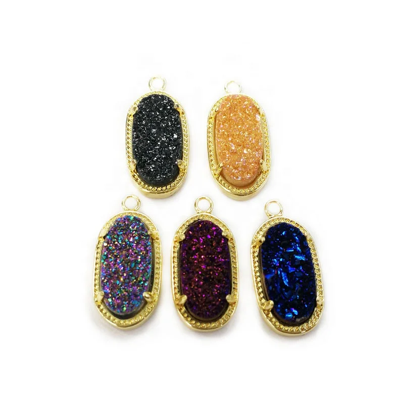 Wholesale natural druzy agate gold plated pendants oval shape lucky drusy pendant mix color charm jewelry, Multi colors druzy
Wholesale natural druzy agate gold plated pendants oval shape lucky drusy pendant mix color charm jewelry, Multi colors druzy