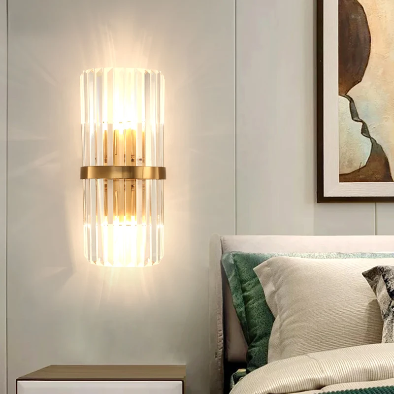 Bedside Wall Lamps for Home Hotel Decoration G9 Rectangular Glass Wall Light Fittings