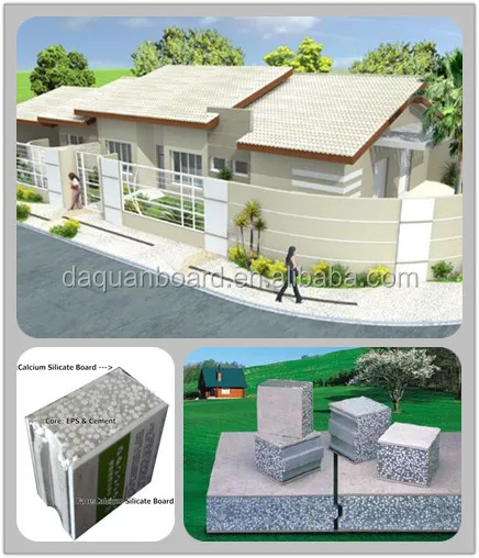 New tech, low cost, high quality prefab house - Daquan lightweight EPS cement sandwich wall panel building system.