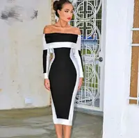 

Wholesale 2019 new design lady's off-shoulder knitted casual dresses bodycon bandage skirt women mini ball gown ropa mujer dress