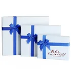 Free design high quality hardest cardboard special gold stamping matt blue bow tie gift box packaging luxury