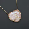 fashionable gold plated rainbow cz large heart pendant necklace for girlfriend