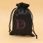 Custom Printed Small Silk Drawstring Bags Gold Satin Pouch