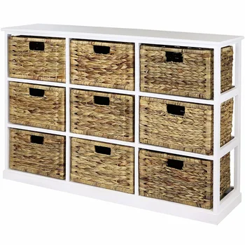 3x3 Storage Unit 9 Drawer With Seagrass Baskets View Wooden