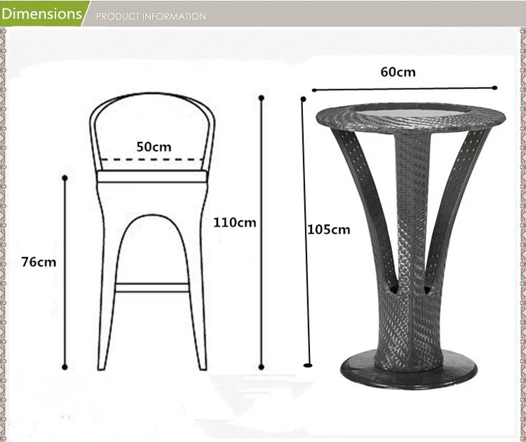 バー籐家具屋外のテーブルと椅子DGB-0004仕入れ・メーカー・工場
