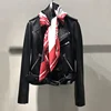 Casual Bomber Biker Jacket Europe Womens Silk Scarf Real Leather bomber Jacket